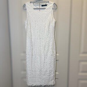 IVANKA TRUMP Sleeveless Shift White Lace Knee-Length Dress Size M